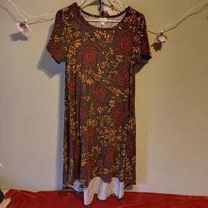 Floral Black, Red, and Gold Dress